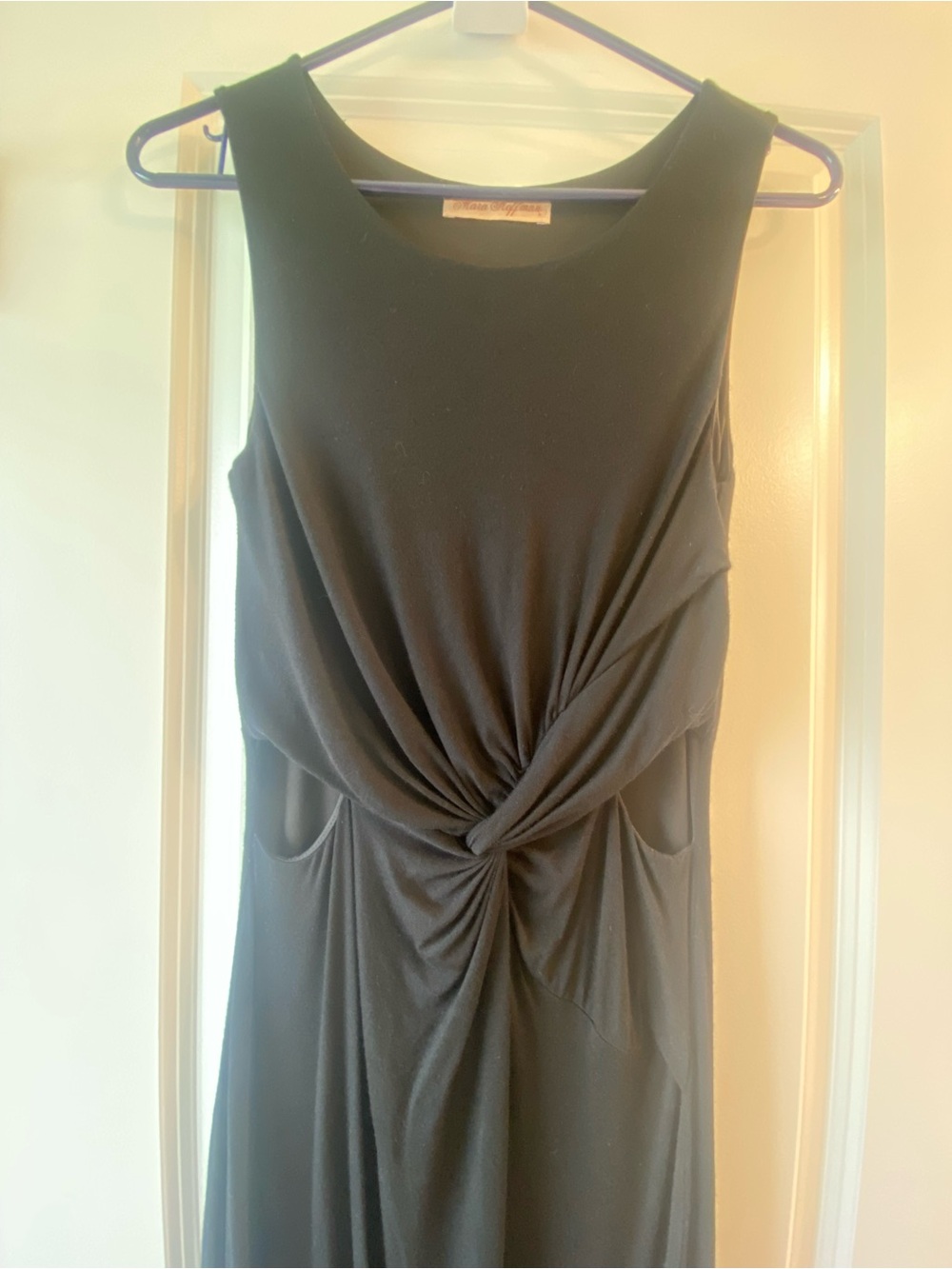Mara Hoffman “Sula” Cut Out Jersey Black Twist-Front Sleeveless Maxi Dress -